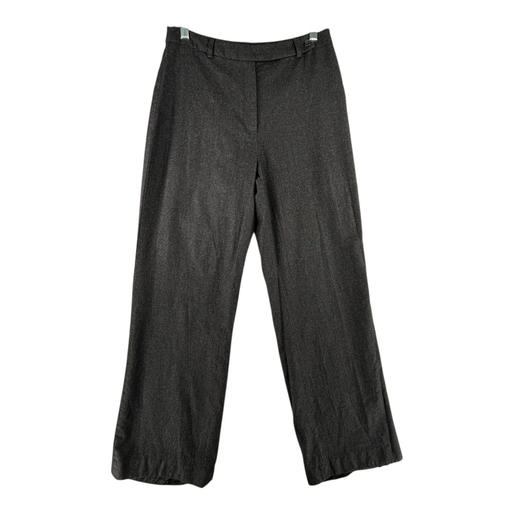 J Crew Italian Merino Wool Wide Leg Lined‎ Trousers Women 10 Charcoal 29x30.5